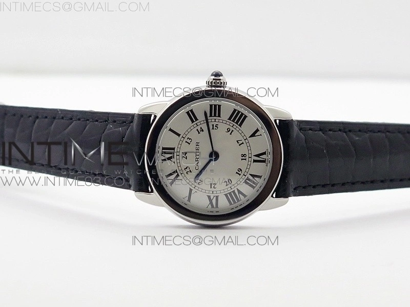 Ronde Solo de Cartier 29.5mm K11 1:1 Best Edition White Dial on Black Croco Leather Strap Ronda Quartz